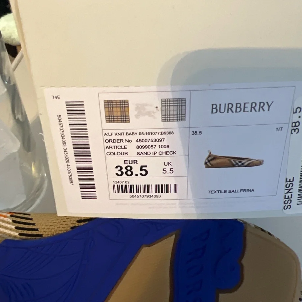 Burberry Sand Plaid Textile Ballerina Flats - Picture 2 of 2
